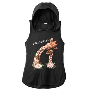 Womens Mama Giraffe Shirts New Mom Mommy Gift For Mothers Day Ladies PosiCharge Tri-Blend Wicking Draft Hoodie Tank