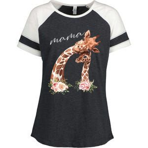 Womens Mama Giraffe Shirts New Mom Mommy Gift For Mothers Day Enza Ladies Jersey Colorblock Tee