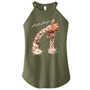 Womens Mama Giraffe Shirts New Mom Mommy Gift For Mothers Day Women's Perfect Tri Rocker Tank