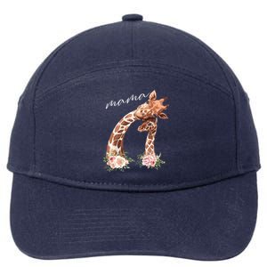 Womens Mama Giraffe Shirts New Mom Mommy Gift For Mothers Day 7-Panel Snapback Hat