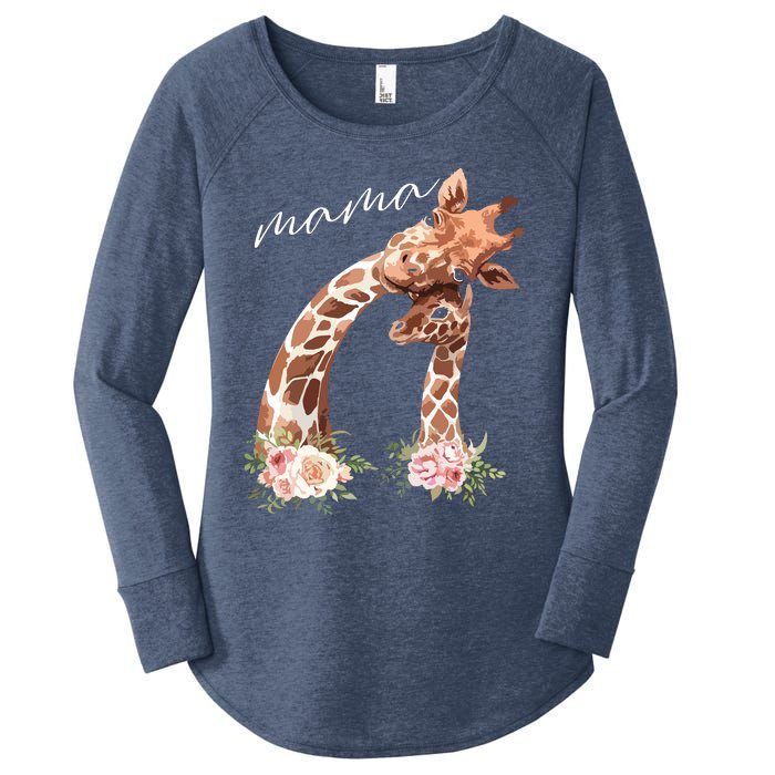 Womens Mama Giraffe Shirts New Mom Mommy Gift For Mothers Day Women's Perfect Tri Tunic Long Sleeve Shirt