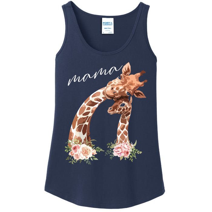 Womens Mama Giraffe Shirts New Mom Mommy Gift For Mothers Day Ladies Essential Tank