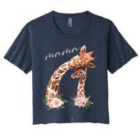 Womens Mama Giraffe Shirts New Mom Mommy Gift For Mothers Day Women's Crop Top Tee