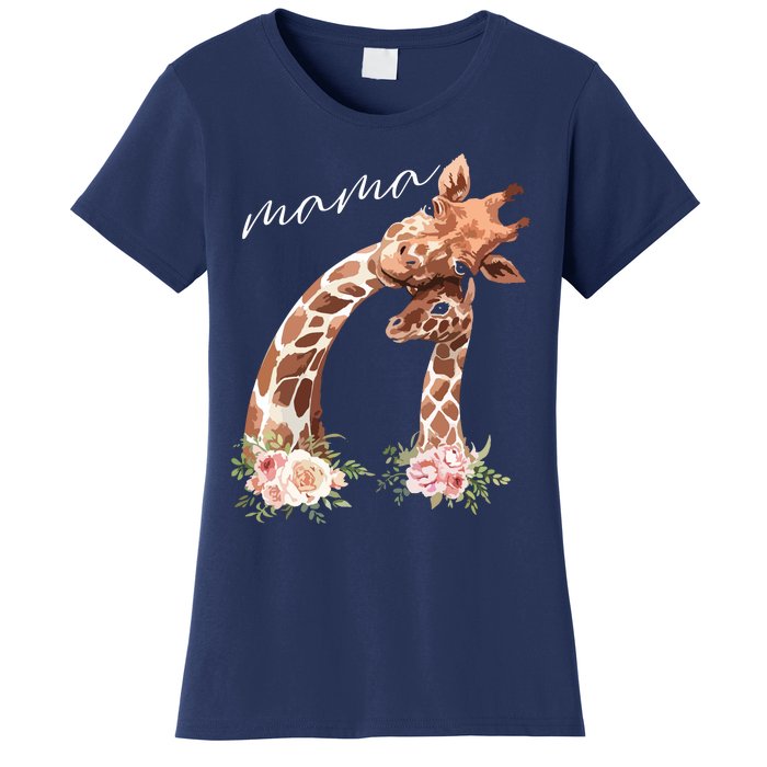 Womens Mama Giraffe Shirts New Mom Mommy Gift For Mothers Day Women's T-Shirt