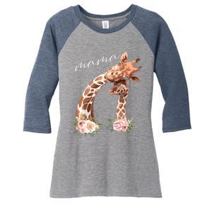 Womens Mama Giraffe Shirts New Mom Mommy Gift For Mothers Day Women's Tri-Blend 3/4-Sleeve Raglan Shirt