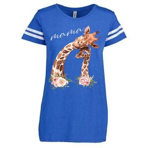 Womens Mama Giraffe Shirts New Mom Mommy Gift For Mothers Day Enza Ladies Jersey Football T-Shirt