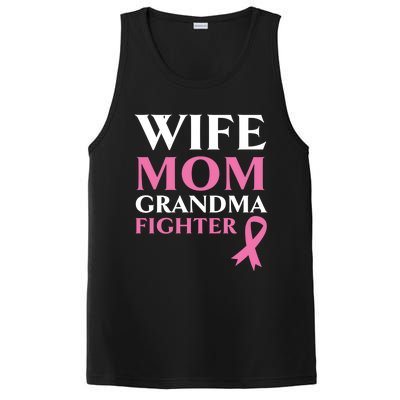 Wife Mom Grandma Fighter Breast Cancer Warrior Cool Gift PosiCharge Competitor Tank