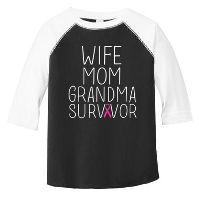 Wife Mom Grandma Survivor - Breast Cancer Shirt Gift Toddler Fine Jersey T-Shirt