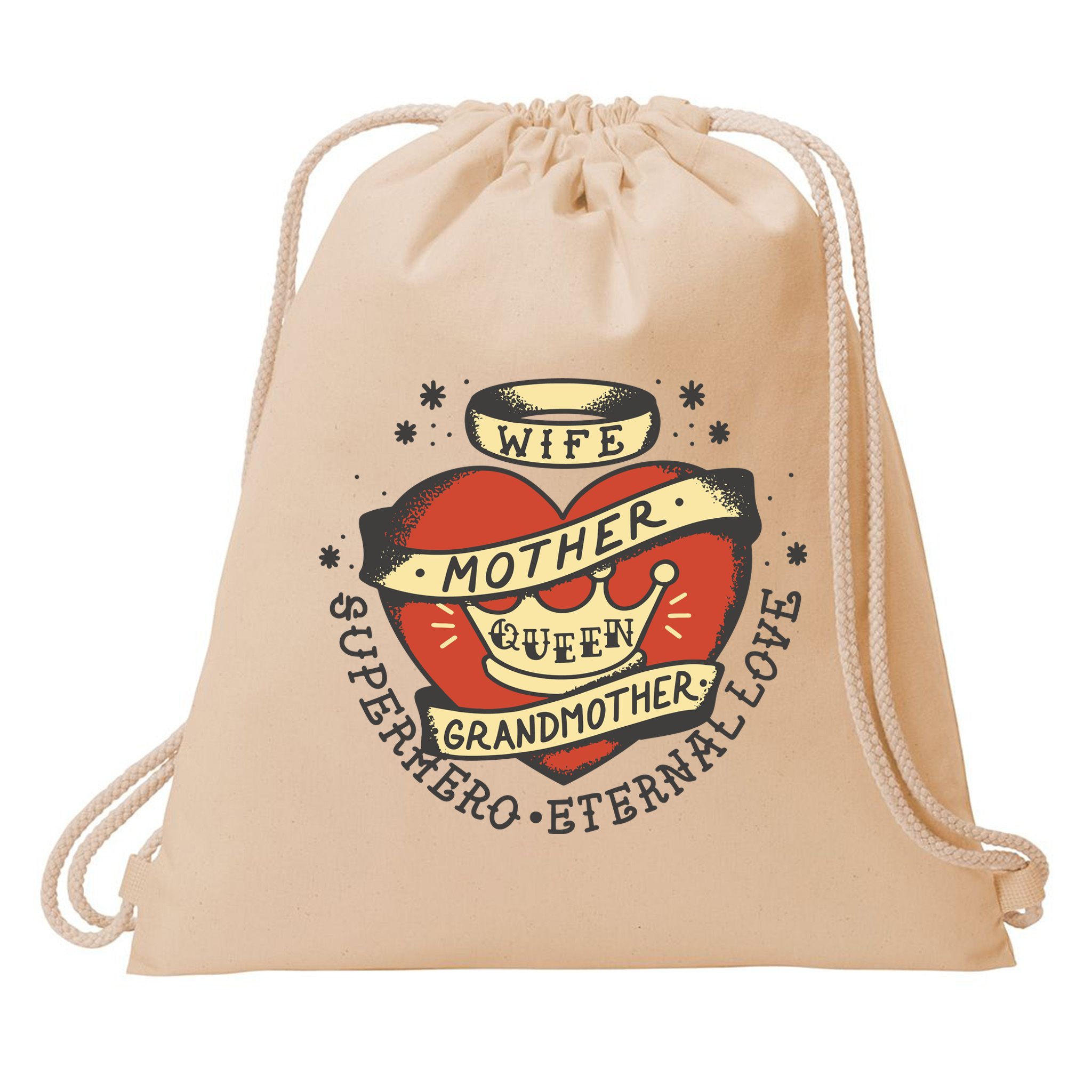 Wife Mother Grandmother Queen Heart Gift Drawstring Bag