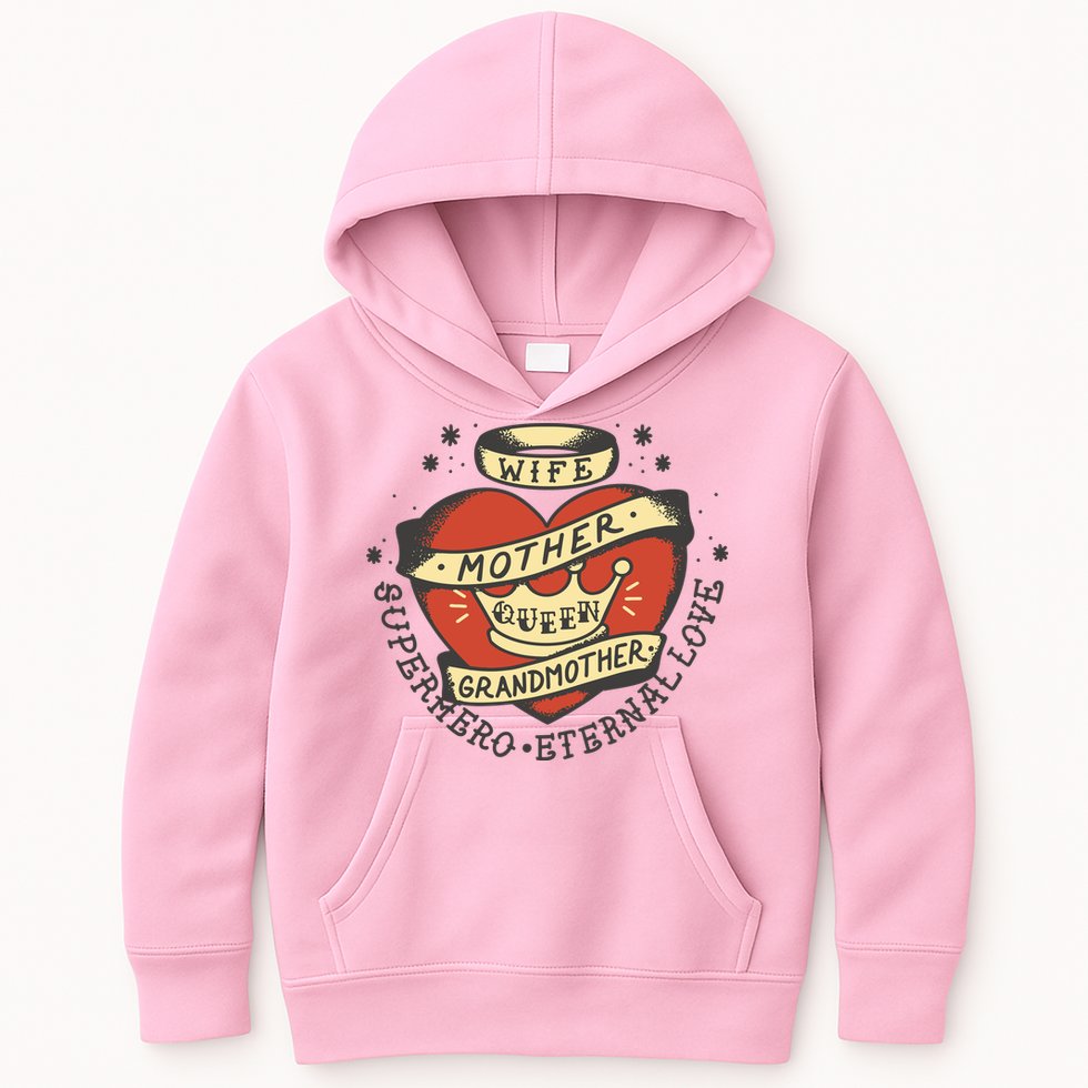 Wife Mother Grandmother Queen Heart Gift Kids Hoodie