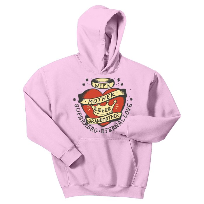 Wife Mother Grandmother Queen Heart Gift Kids Hoodie