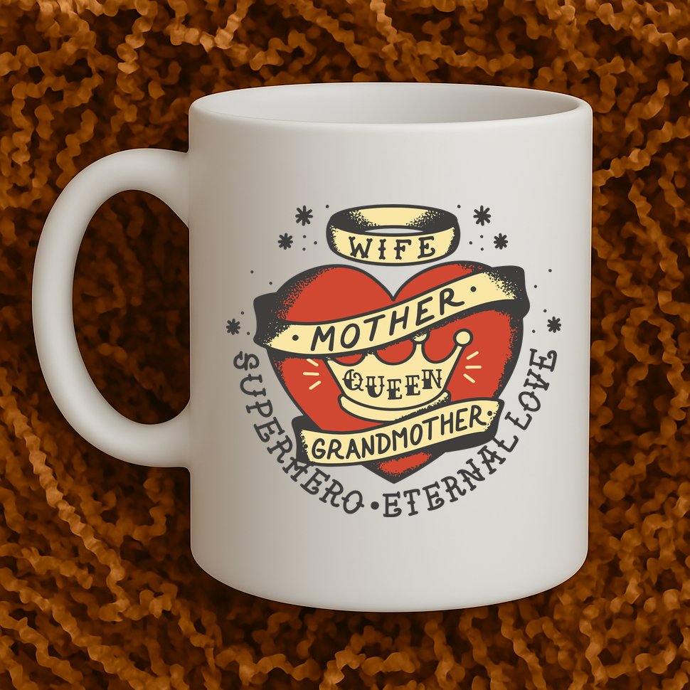Wife Mother Grandmother Queen Heart Gift Mug