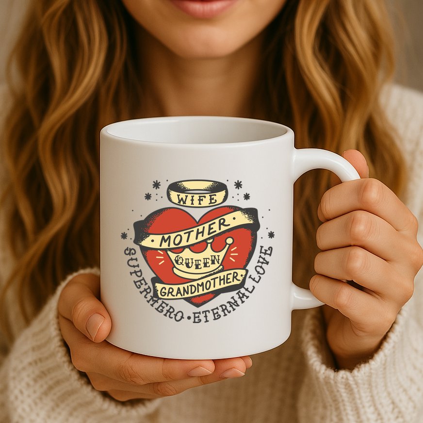 Wife Mother Grandmother Queen Heart Gift Mug