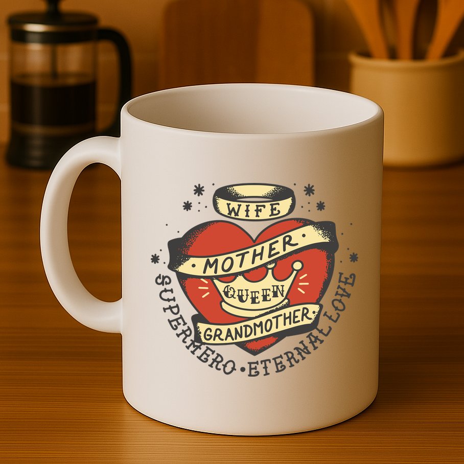 Wife Mother Grandmother Queen Heart Gift Mug