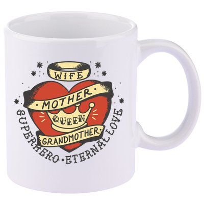 Wife Mother Grandmother Queen Heart Gift 11oz C Handle Ceramic Mug