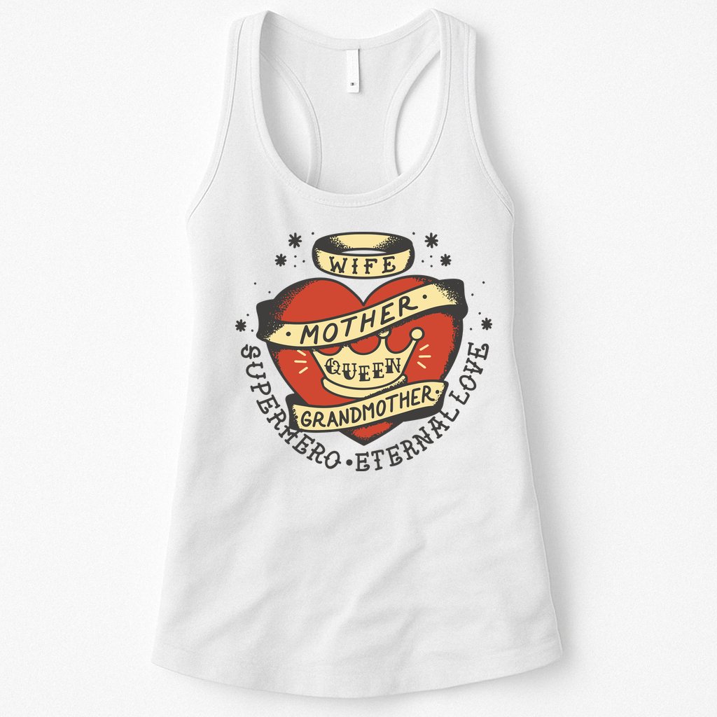 Wife Mother Grandmother Queen Heart Gift Womens Tank Top
