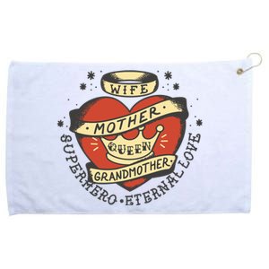 Wife Mother Grandmother Queen Heart Gift Grommeted Golf Towel