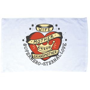 Wife Mother Grandmother Queen Heart Gift Microfiber Hand Towel