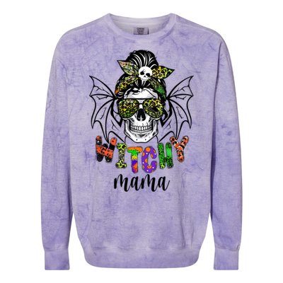 Witchy Mama Halloween Skull Witch Mom Spooky Cool Gift Colorblast Crewneck Sweatshirt