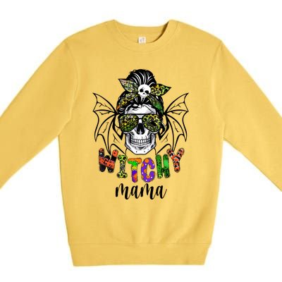 Witchy Mama Halloween Skull Witch Mom Spooky Cool Gift Premium Crewneck Sweatshirt