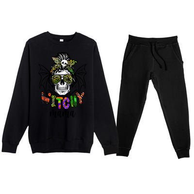 Witchy Mama Halloween Skull Witch Mom Spooky Cool Gift Premium Crewneck Sweatsuit Set