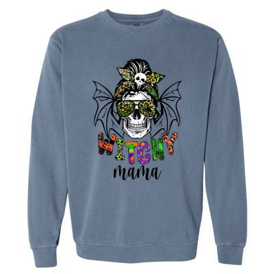 Witchy Mama Halloween Skull Witch Mom Spooky Cool Gift Garment-Dyed Sweatshirt