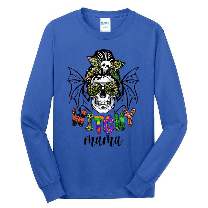 Witchy Mama Halloween Skull Witch Mom Spooky Cool Gift Tall Long Sleeve T-Shirt