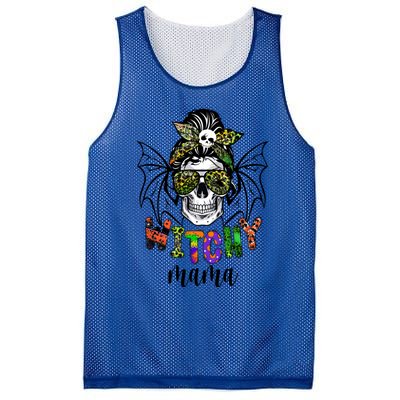 Witchy Mama Halloween Skull Witch Mom Spooky Cool Gift Mesh Reversible Basketball Jersey Tank