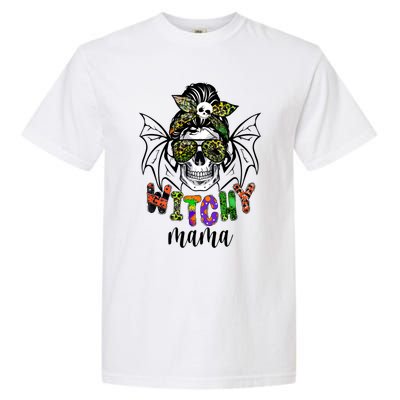 Witchy Mama Halloween Skull Witch Mom Spooky Cool Gift Garment-Dyed Heavyweight T-Shirt