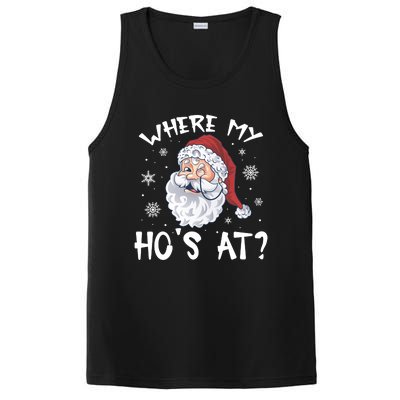 Where My Hos At Christmas Pajamas Santa Humor Funny Xmas Family PosiCharge Competitor Tank