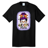 Witchy Mama Halloween Messy Bun Skull Witch Mom  Spooky Tall T-Shirt