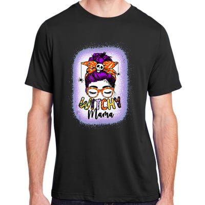 Witchy Mama Halloween Messy Bun Skull Witch Mom  Spooky Adult ChromaSoft Performance T-Shirt