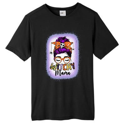 Witchy Mama Halloween Messy Bun Skull Witch Mom  Spooky Tall Fusion ChromaSoft Performance T-Shirt