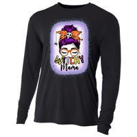 Witchy Mama Halloween Messy Bun Skull Witch Mom  Spooky Cooling Performance Long Sleeve Crew