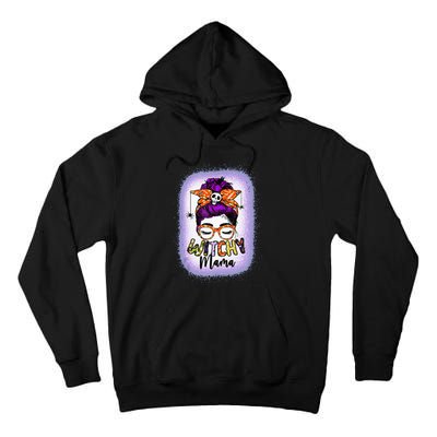 Witchy Mama Halloween Messy Bun Skull Witch Mom  Spooky Tall Hoodie