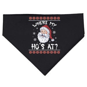 Where My Hos At Funny Santa Christmas Pajamas Ugly Christmas Sweater USA-Made Doggie Bandana