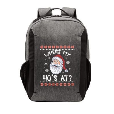 Where My Hos At Funny Santa Christmas Pajamas Ugly Christmas Sweater Vector Backpack