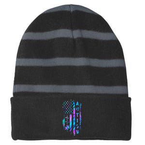 Women My Heart Beats For Special Ed Autism Awareness Teachers Gift Striped Beanie with Solid Band