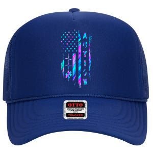 Women My Heart Beats For Special Ed Autism Awareness Teachers Gift High Crown Mesh Back Trucker Hat