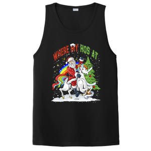 Where My HoS At Santa Claus Riding Unicorn Happy Christmas Gift PosiCharge Competitor Tank