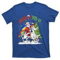 Where My HoS At Santa Claus Riding Unicorn Happy Christmas Gift T-Shirt