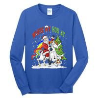 Where My HoS At Santa Claus Riding Unicorn Happy Christmas Gift Tall Long Sleeve T-Shirt