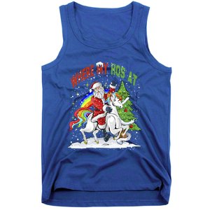 Where My HoS At Santa Claus Riding Unicorn Happy Christmas Gift Tank Top