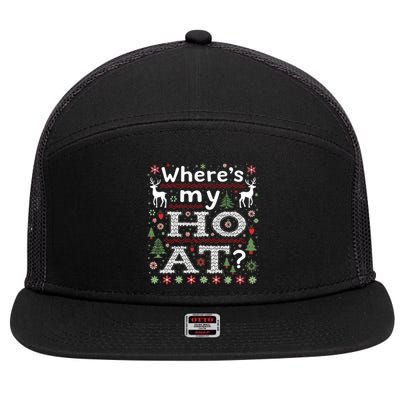 Where My HoS At Ho Matching Couple Christmas Ugly Gift 7 Panel Mesh Trucker Snapback Hat