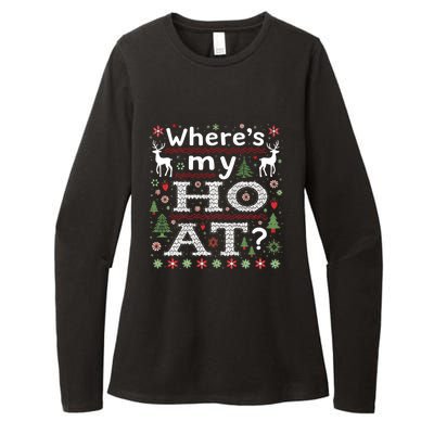 Where My HoS At Ho Matching Couple Christmas Ugly Gift Womens CVC Long Sleeve Shirt