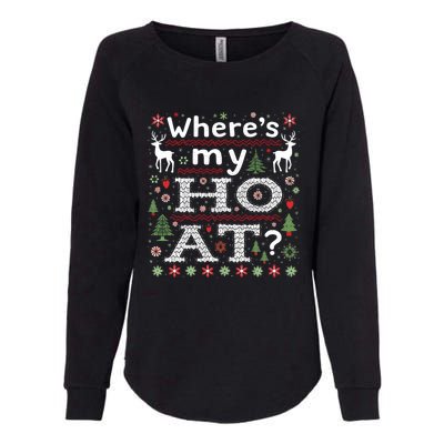 Where My HoS At Ho Matching Couple Christmas Ugly Gift Womens California Wash Sweatshirt