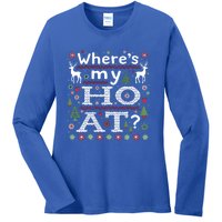 Where My HoS At Ho Matching Couple Christmas Ugly Gift Ladies Long Sleeve Shirt