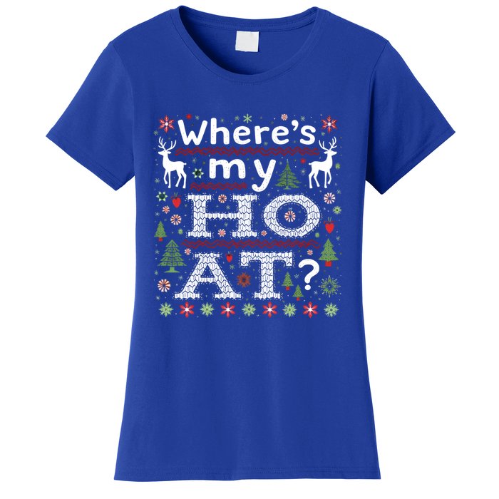 Where My HoS At Ho Matching Couple Christmas Ugly Gift Women's T-Shirt