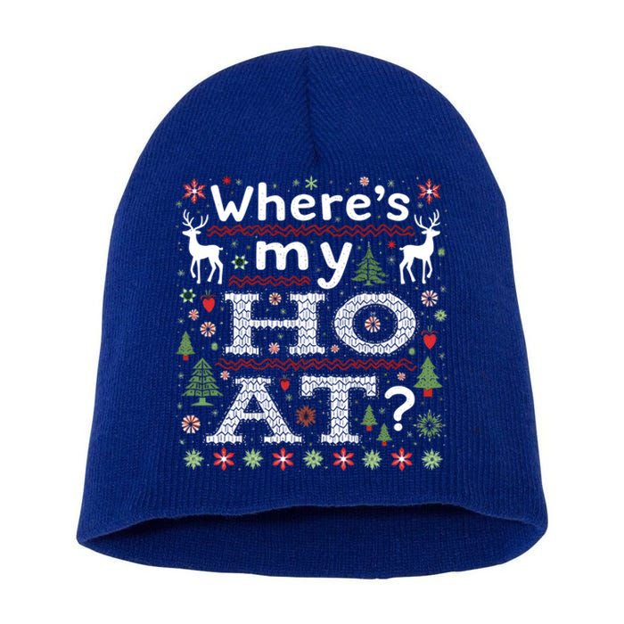 Where My HoS At Ho Matching Couple Christmas Ugly Gift Short Acrylic Beanie