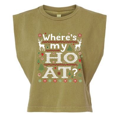 Where My HoS At Ho Matching Couple Christmas Ugly Gift Garment-Dyed Women's Muscle Tee